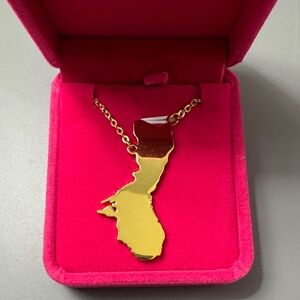 Chamorro Guam Island Shape Gold Pendant Necklace